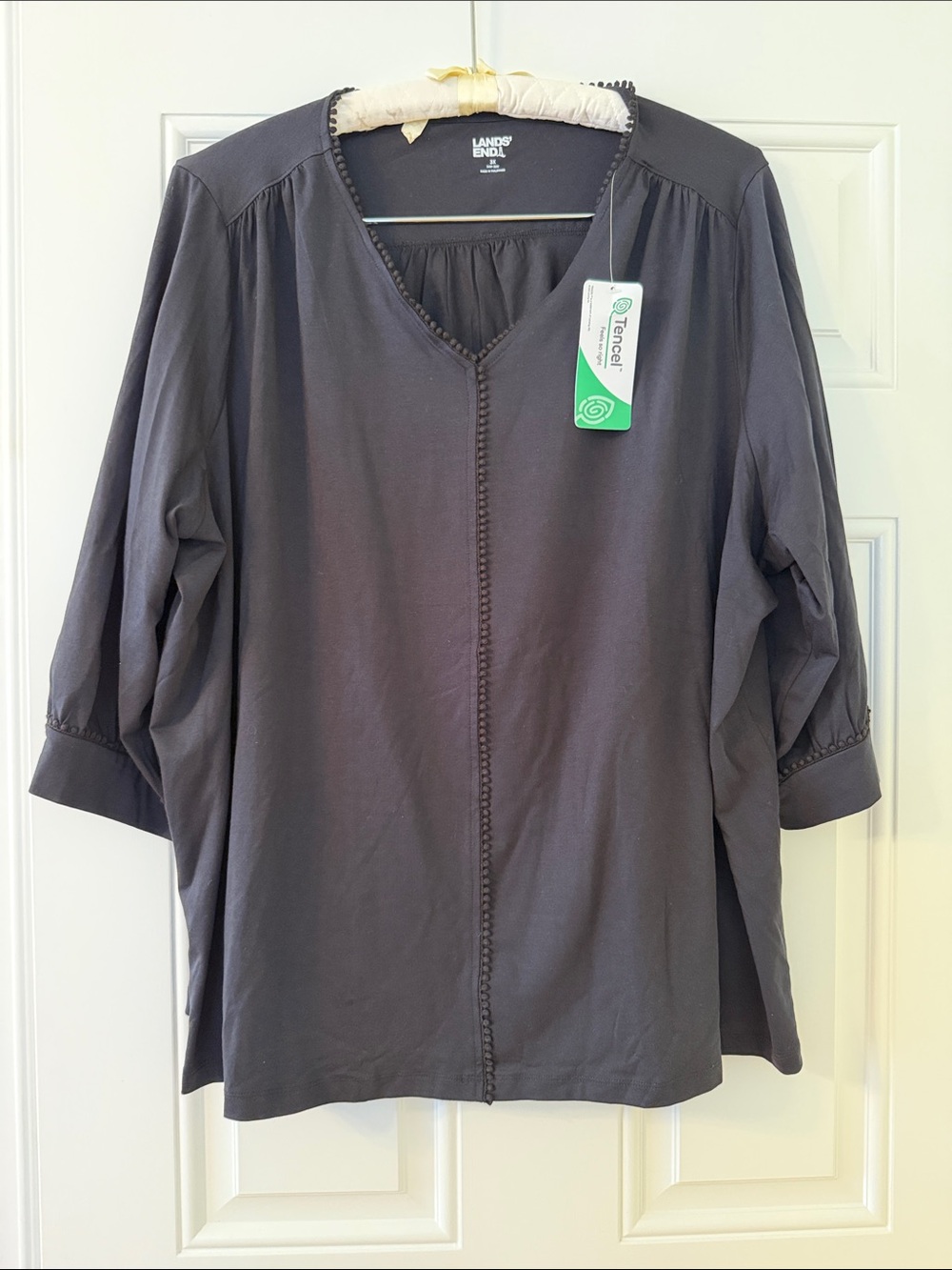 Lands' End Women's Black Tencel V-Neck Tunic